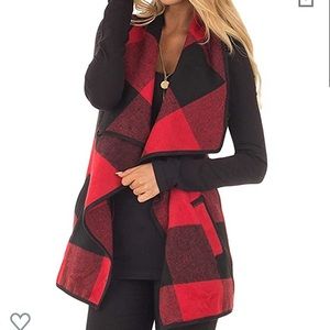 NWT XL Buffalo Plaid Sleeveless Cardigan
